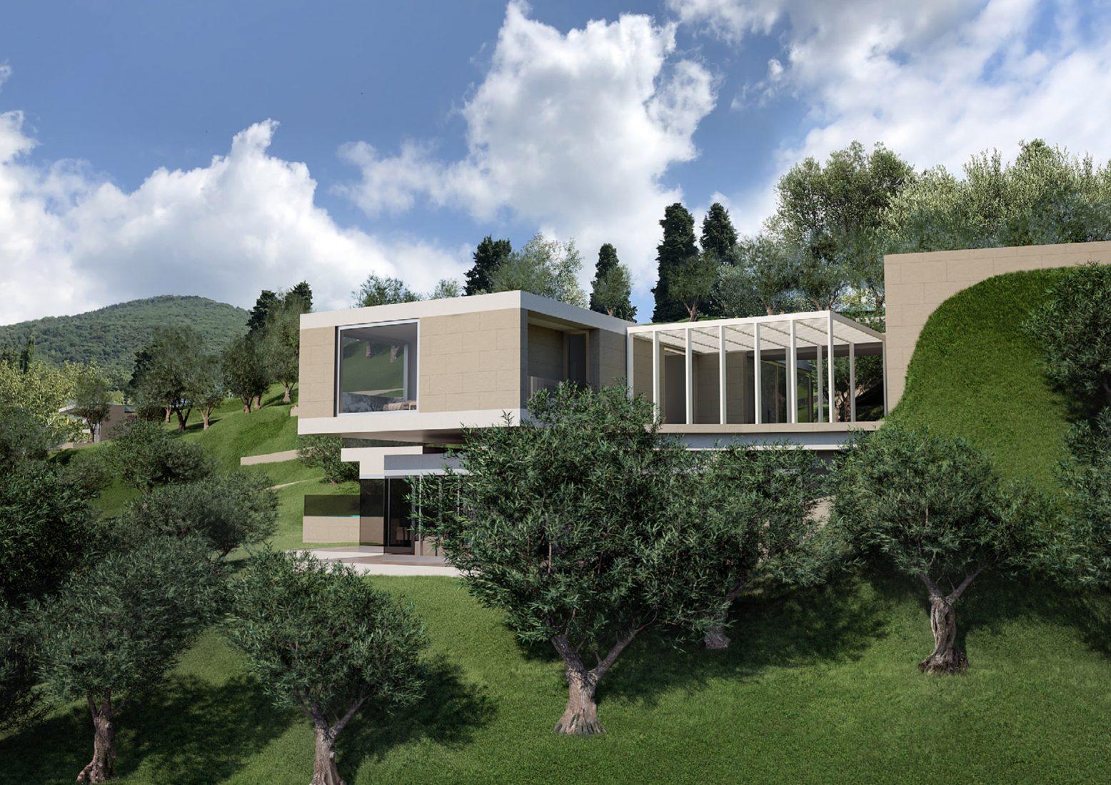Baugrundstück mit Baugenehmigung und Panoramablick in Gardone Riviera