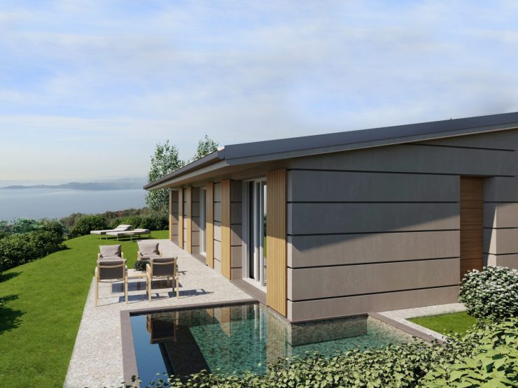 Terreno edificabile con tutti i permessi per un bungalow con giardino, garage, piscina e vista lago in vendita a Maclino sul lago di Garda